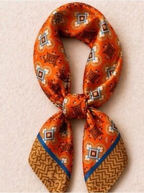 Rust Vintage Style Silk Feel Scarf Boho Chic